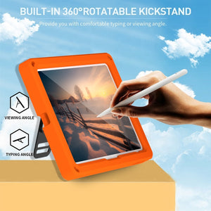 For iPad 10th Gen 10.9 2022 360 Rotation Stand EVA Hard PC Tablet Case with Strap(Orange+Black)
