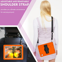 For iPad 10th Gen 10.9 2022 360 Rotation Stand EVA Hard PC Tablet Case with Strap(Orange+Black)