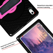 For iPad 10th Gen 10.9 2022 360 Rotation Stand EVA Hard PC Tablet Case with Strap(Black+Rose)