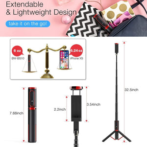 M18 Portable Selfie Stick Remote Control Mobile Phone Holder(Red)