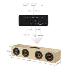 W8 Bluetooth 4.2 Speaker Four Louderspeakers Super Bass Subwoofer with Mic 3.5mm Support TF Card(Red Wood)