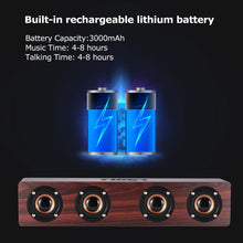 W8 Bluetooth 4.2 Speaker Four Louderspeakers Super Bass Subwoofer with Mic 3.5mm Support TF Card(Bin Wood)