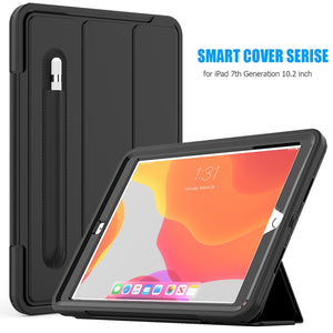 For iPad 10.2 2020 / 2019 Magnetic Horizontal Flip Protective Case with Three-folding Holder & Sleep / Wake-up Function & Pen Slots(Black)