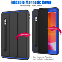 For iPad 10.2 2020 / 2019 Magnetic Horizontal Flip Protective Case with Three-folding Holder & Sleep / Wake-up Function & Pen Slots(Blue)