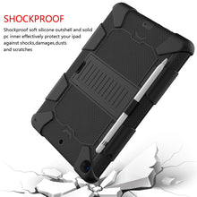 For iPad 10.2 Shockproof Two-Color Silicone Protection Case with Holder & Pen Slot(Black)