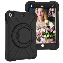 For iPad MINI 4/5 EVA + PC Flat Protective Shell with 360 ° Rotating Bracket(Black+Black)