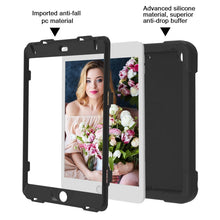 For iPad MINI 4/5 EVA + PC Flat Protective Shell with 360 ° Rotating Bracket(Black+Black)