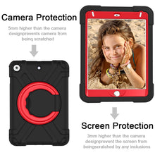 For iPad MINI 4/5 EVA + PC Flat Protective Shell with 360 ° Rotating Bracket(Black+Red)