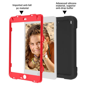 For iPad MINI 4/5 EVA + PC Flat Protective Shell with 360 ° Rotating Bracket(Black+Red)