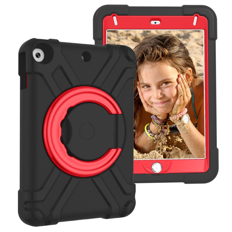 For iPad MINI 4/5 EVA + PC Flat Protective Shell with 360 ° Rotating Bracket(Black+Red)