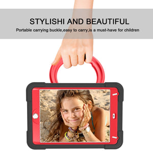 For iPad MINI 4/5 EVA + PC Flat Protective Shell with 360 ° Rotating Bracket(Black+Red)