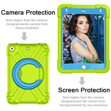 For iPad MINI 4/5 EVA + PC Flat Protective Shell with 360 ° Rotating Bracket(Grass Green+Blue)