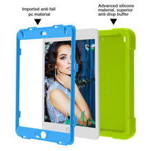 For iPad MINI 4/5 EVA + PC Flat Protective Shell with 360 ° Rotating Bracket(Grass Green+Blue)