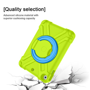 For iPad MINI 4/5 EVA + PC Flat Protective Shell with 360 ° Rotating Bracket(Grass Green+Blue)