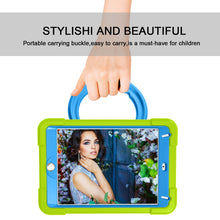 For iPad MINI 4/5 EVA + PC Flat Protective Shell with 360 ° Rotating Bracket(Grass Green+Blue)