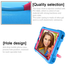 For iPad MINI 4/5 EVA + PC Flat Protective Shell with 360 ° Rotating Bracket(Blue+Rose Red)