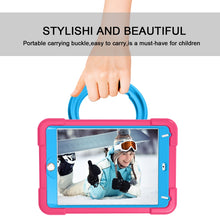 For iPad MINI 4/5 EVA + PC Flat Protective Shell with 360 ° Rotating Bracket(Rose Red+Blue)