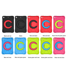 For iPad MINI 4/5 EVA + PC Flat Protective Shell with 360 ° Rotating Bracket(Rose Red+Blue)