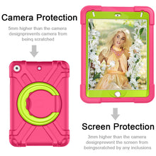 For iPad MINI 4/5 EVA + PC Flat Protective Shell with 360 ° Rotating Bracket(Rose Red+Grass Green)