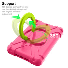 For iPad MINI 4/5 EVA + PC Flat Protective Shell with 360 ° Rotating Bracket(Rose Red+Grass Green)