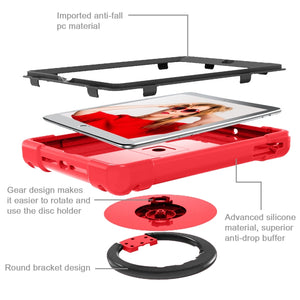 For iPad Air/Air2/Pro9.7 EVA + PC Flat Protective Shell with 360 ° Rotating Bracket(Red+Black)