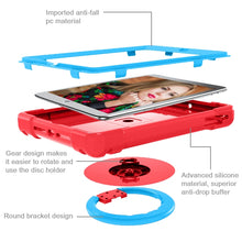 For iPad Air/Air2/Pro9.7 EVA + PC Flat Protective Shell with 360 ° Rotating Bracket(Red+Blue)