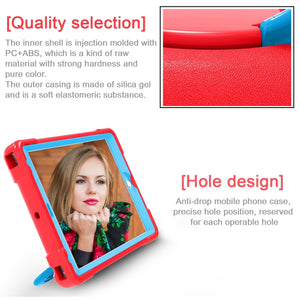 For iPad Air/Air2/Pro9.7 EVA + PC Flat Protective Shell with 360 ° Rotating Bracket(Red+Blue)