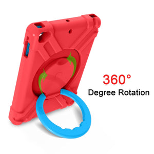 For iPad Air/Air2/Pro9.7 EVA + PC Flat Protective Shell with 360 ° Rotating Bracket(Red+Blue)