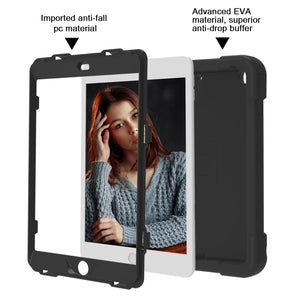 For iPad 10.2 EVA + PC Flat Protective Shell with 360 ° Rotating Bracket(Black+Black)