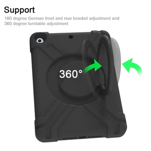 For iPad 10.2 EVA + PC Flat Protective Shell with 360 ° Rotating Bracket(Black+Black)