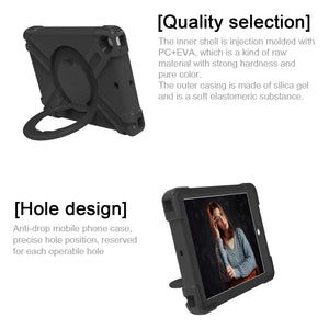 For iPad 10.2 EVA + PC Flat Protective Shell with 360 ° Rotating Bracket(Black+Black)