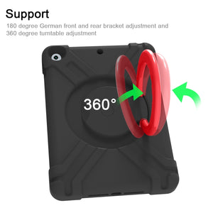 For iPad 10.2 EVA + PC Flat Protective Shell with 360 ° Rotating Bracket(Black+Red)