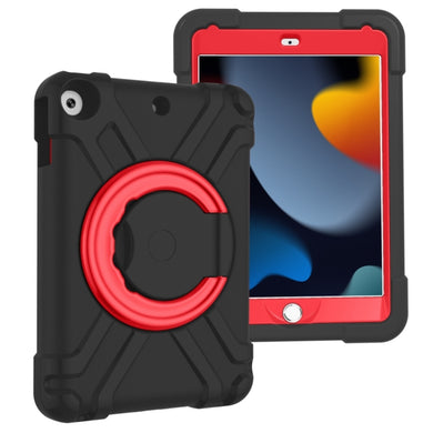 For iPad 10.2 EVA + PC Flat Protective Shell with 360 ° Rotating Bracket(Black+Red)