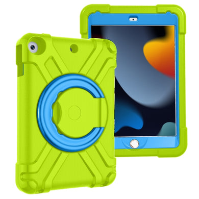 For iPad 10.2 EVA + PC Flat Protective Shell with 360 ° Rotating Bracket(Grass Green+Blue)