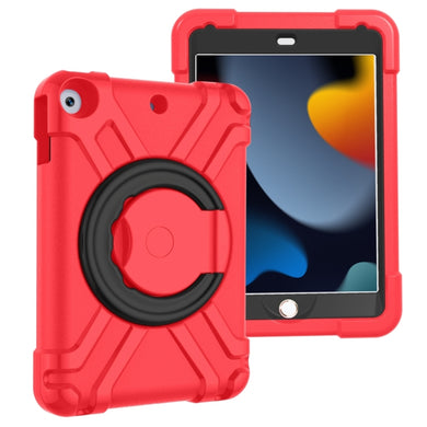 For iPad 10.2 EVA + PC Flat Protective Shell with 360 ° Rotating Bracket(Red+Black)