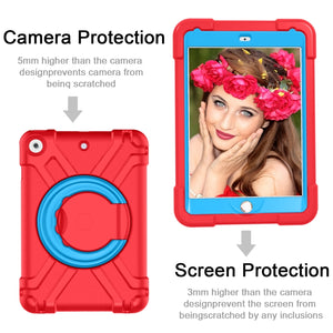 For iPad 10.2 EVA + PC Flat Protective Shell with 360 ° Rotating Bracket(Red+Blue)