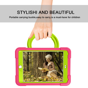For iPad 10.2 EVA + PC Flat Protective Shell with 360 ° Rotating Bracket(Rose Red+Grass Green)