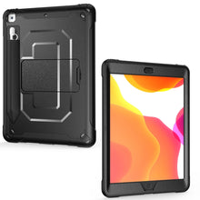 For iPad 10.2 2019 360 Degree Rotation PC + Silicone Protective Case with Holder & Hand-strap(Rose Red)