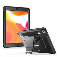 For iPad 10.2 2019 360 Degree Rotation PC + Silicone Protective Case with Holder & Hand-strap(Black)