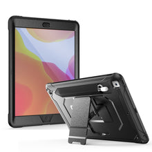 For iPad 10.2 2019 360 Degree Rotation PC + Silicone Protective Case with Holder & Hand-strap(Black)
