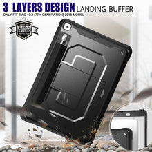 For iPad 10.2 2019 360 Degree Rotation PC + Silicone Protective Case with Holder & Hand-strap(Black)
