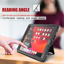 For iPad 10.2 2019 360 Degree Rotation PC + Silicone Protective Case with Holder & Hand-strap(Black)