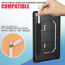 For iPad 10.2 2019 360 Degree Rotation PC + Silicone Protective Case with Holder & Hand-strap(Black)