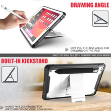For iPad 10.2 2019 360 Degree Rotation PC + Silicone Protective Case with Holder & Hand-strap(Black)