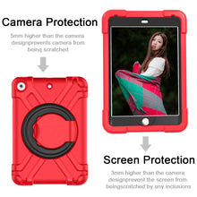 For iPad 10.2 PC + Silicone Shockproof Combination Case with 360 Degree Rotating Holder & Handle(Red+Black)