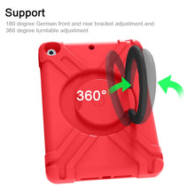 For iPad 10.2 PC + Silicone Shockproof Combination Case with 360 Degree Rotating Holder & Handle(Red+Black)