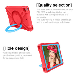 For iPad 10.2 PC + Silicone Shockproof Combination Case with 360 Degree Rotating Holder & Handle(Red+Black)