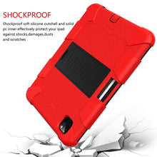 For iPad Pro 11 (2020) Shockproof Two-Color Silicone Protection Tablet Case with Holder & Pen Slot(Red+Black)