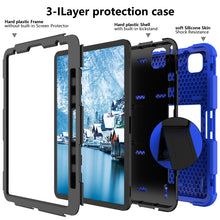 For iPad Pro 11 (2020) Shockproof Two-Color Silicone Protection Tablet Case with Holder & Pen Slot(Blue+Black)