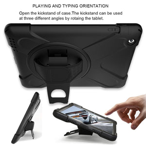 360 Degree Rotation Silicone Protective Cover with Holder and Hand Strap and Long Strap for iPad 2 / 3 / 4(Black)